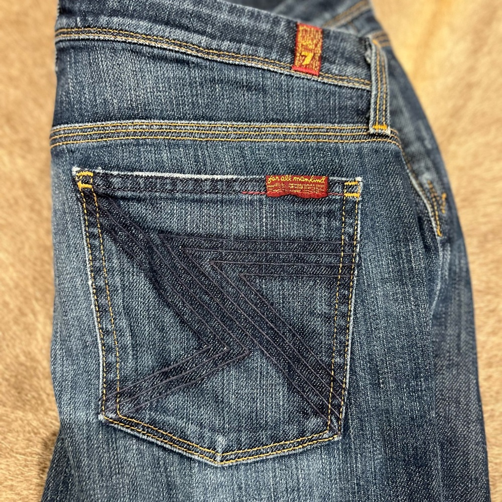 7 For All Mankind Dark Blue Flare Jeans - Picture 2 of 5
